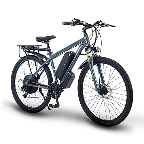 Electric Bike : Hyuhome 29" Electric Mountain Bike for Adults, 1000W MTB E-bike for Men 48V 13A Lithium Battery Hybrid Bicycle with Shimano 21 Speed Transmission Gears for Outdoor Travel (Deep space gray blue)