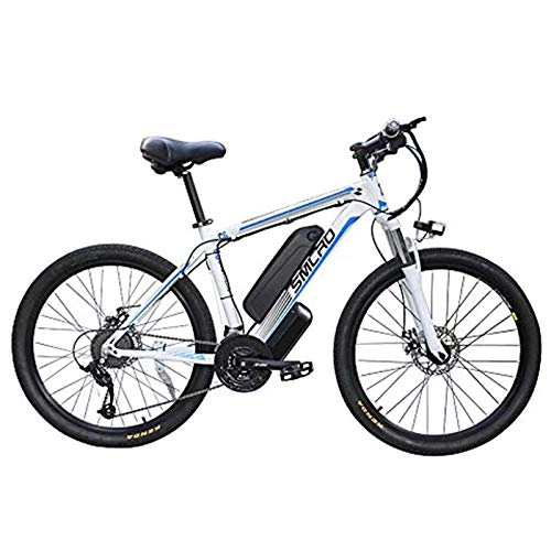 Electric Bike : Hyuhome Electric Bicycles for Adults, 350W Aluminum Alloy Ebike Bicycle Removable 48V / 10Ah Lithium-Ion Battery Mountain Bike / Commute Ebike, white blue