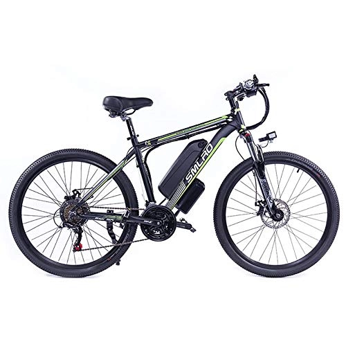 Electric Bike : Hyuhome Electric Bicycles for Adults, Ip54 Waterproof 500W 1000W Aluminum Alloy Ebike Bicycle Removable 48V / 13Ah Lithium-Ion Battery Mountain Bike / Commute Ebike, Black green, 1000W
