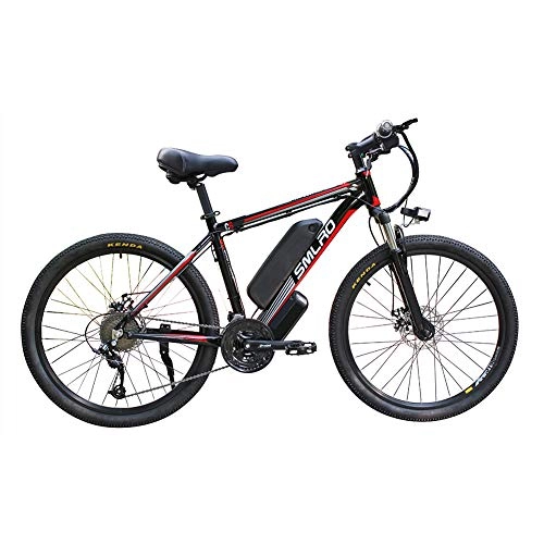 Electric Bike : Hyuhome Electric Bicycles for Adults, Ip54 Waterproof 500W 1000W Aluminum Alloy Ebike Bicycle Removable 48V / 13Ah Lithium-Ion Battery Mountain Bike / Commute Ebike, black red, 1000W