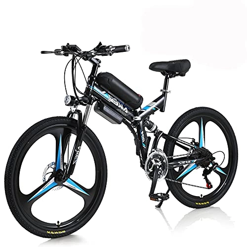 Electric Bike : Hyuhome Electric Bike for Adult Men Women, Folding Bike 36V 10A Lithium-Ion Battery Foldable 26" Mountain E-Bike with 21-Speed Shimano Transmission System Easy To Folding