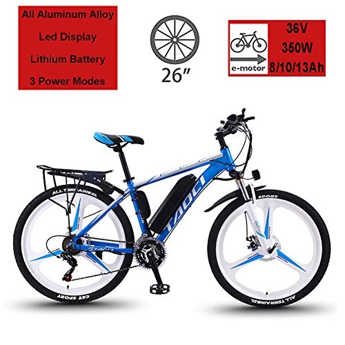 Electric Bike : Hyuhome Electric Bikes for Adult, Magnesium Alloy Ebikes Bicycles All Terrain, 26" 36V 350W 13Ah Removable Lithium-Ion Battery Mountain Ebike for Mens, Blue, 10Ah65Km