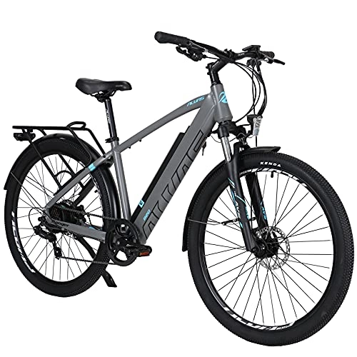 Electric Bike : Hyuhome Electric Bikes for Adult Mens Women, 27.5" E-MTB Bicycles Full Terrain, 250W 36V 12.5Ah Mountain Ebikes, BAFANG Motor Shimano 7-Speed Double Disc Brakes for Outdoor Commuter (Grey, 820M)