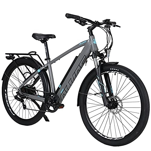 Electric Bike : Hyuhome Electric Bikes for Adult Mens Women, 27.5" E-MTB Bicycles Full Terrain 36V 12.5Ah Mountain Ebikes, BAFANG Motor Shimano 7-Speed Double Disc Brakes for Outdoor Commuter (Grey, 820M)