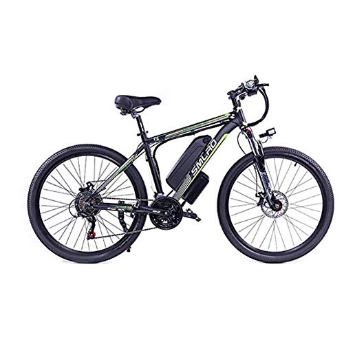 Electric Bike : Hyuhome Electric Bycicles for Men, 26" 48V 360W IP54 Waterproof Adult Electric Mountain Bike, 21 Speed Electric Bike MTB Dirtbike with 3 Riding Modes, Black green