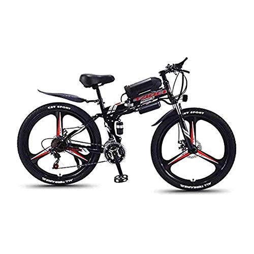 Electric Bike : Hyuhome Electric Mountain Bikes for Adults, Foldable MTB Ebikes for Men Women Ladies, 360W 36V 8 / 10 / 13AH All Terrain 26" Mountain Bike / Commute Ebike, black one wheel, 10AH
