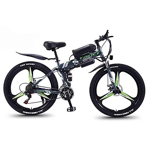 Electric Bike : Hyuhome Electric Mountain Bikes for Adults, Foldable MTB Ebikes for Men Women Ladies, 360W 36V 8 / 10 / 13AH All Terrain 26" Mountain Bike / Commute Ebike, gray one wheel, 13AH
