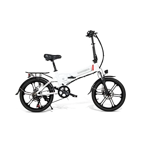 Electric Bike : IEASEddzxc Electric Bicycle 20 Inch Folding Electric Bicycle Lithium Battery Brake Variable Speed Folding Electric Bicycle (Color : White)