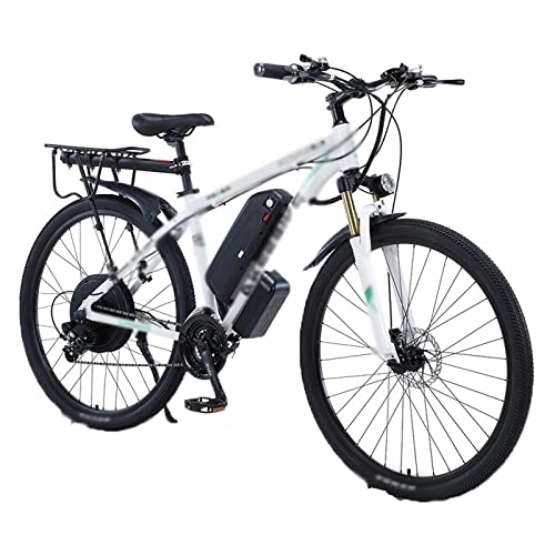 Electric Bike : IEASEzxc Bicycle Assisted lithium battery bicycle electric mountain bike long range electric bicycle (Color : White)