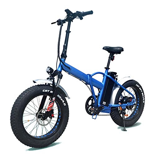 Electric Bike : IKDWD Upgrade 500w 36V Foldable Fat Tire Electric Bike Bicycle - Wiht Removable Lithium Battery And LED Display 20 Inch Tire E-bike Sports City Bikeblue A