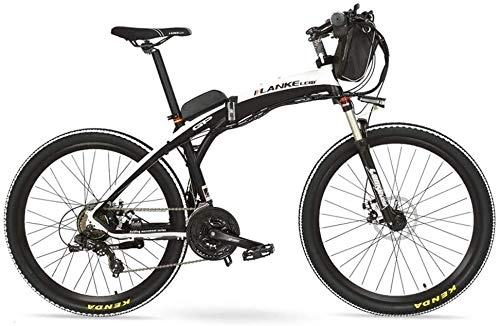 Electric Bike : IMBM GP 26'' 240W E-bike Quick-Folding Mountain Bicycle, 48V 12Ah Battery Electric Bike, Suspension Fork, Front & Rear Disc Brake (Color : Black White, Size : 12Ah)