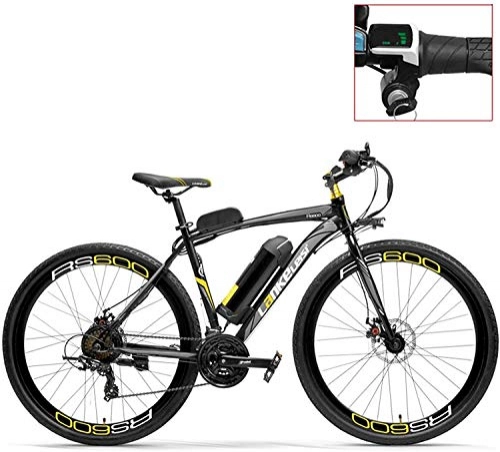 Electric Bike : IMBM RS600 700C Pedal Assist Electric Bike, 36V 20Ah Battery, 300W Motor, Aluminium Alloy Airfoil-shaped Frame, Both Disc Brake, 20-35km / h, Road Bicycle (Color : Grey-LED, Size : Standard)