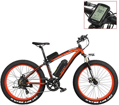 Electric Bike : IMBM XF4000 26 inch Electric Mountain Bike, 4.0 Fat Tire Snow Bike Strong Power 48V Lithium Battery Pedal Assist Bicycle (Color : Red-LCD, Size : 1000W+1 Spare Battery)