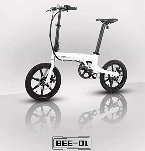 Electric Bike : Intelligent electric bicycle BEE-01 16inch 36v 250W motor 5 2AH lithium battery 18650 cell folding bike with intelligent display@white