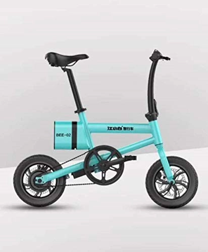 Electric Bike : Intelligent electric bicycle BEE-02 12inch foldable bike 36v 250W motor 6AH lithium battery magnesium wheel@blue