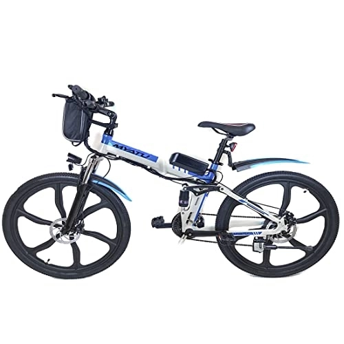 Electric Bike : Irypulse Men Folding Electric Bike 26” Adult Mountain Bike Urban E-Bike Electric MTB Mountainbike 36V 10Ah With Removable Lithium Battery LCD Hydraulic Brakes Display (White)