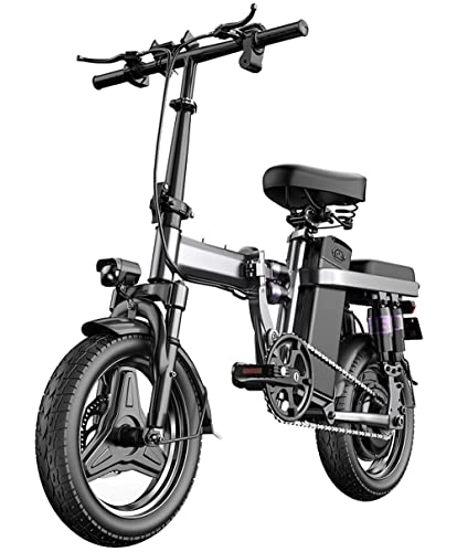 Electric Bike : Ishishengwei Aluminum 14-inch folding bicycle 400W shock absorption 48V adult commuting (48V-15A / 60KM)