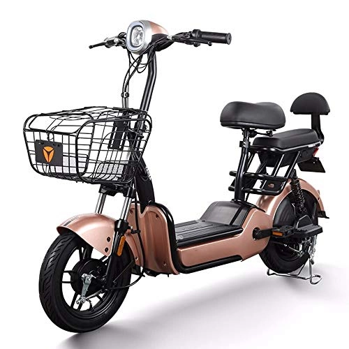 Electric Bike : J.I Electric Bicycle 48V Battery Car Double Shock Absorber Basket Rear Seat Electric Motorcycle Bicycle Pedal