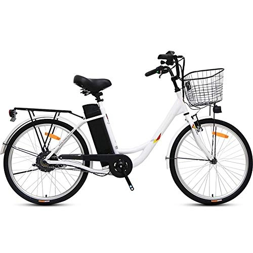 Electric Bike : J.I Electric Bicycle Pedal City Female Bicycle Lithium Battery Battery Motorcycle 24 Inch for Men and Women