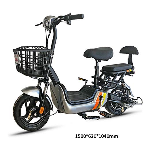 Electric Bike : J.I Electric Car 48V Simple Electric Bicycle Small Adult Battery Car Unisex Bicycle