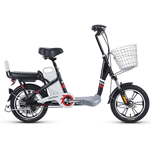 Electric Bike : J.I Electric Car 48V8AH Lithium Battery Electric Bicycle Unisex Travel Ultra Light Lithium Electric Car 16 Inch