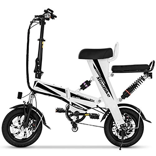 Electric Bike : J.I Folding Electric Bicycle Lithium Battery Adult Mini Small Portable Ultra Light Power Battery Car 48V Power Lasting about 45Km