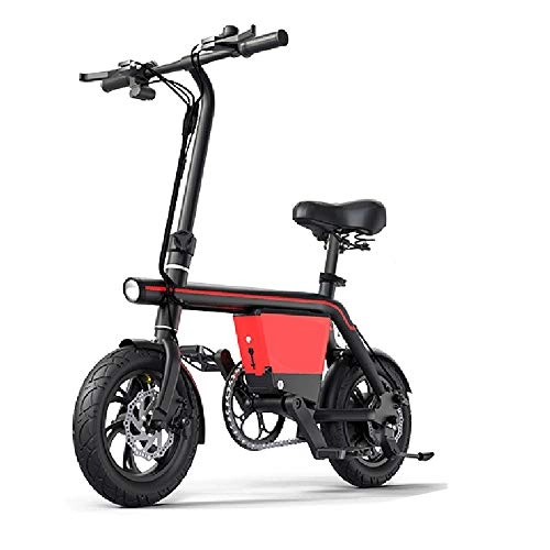 Electric Bike : J.I Folding Electric Bicycle Small Electric Car Adult Lithium Electric Generation Driving Battery Car Female Can Help Bicycle Black 48V 10AH