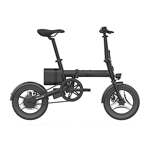 Electric Bike : J.I Folding Electric Car Lithium Battery Electric Bicycle Portable Power Generation Travel Small Battery Car Black 14 Inch