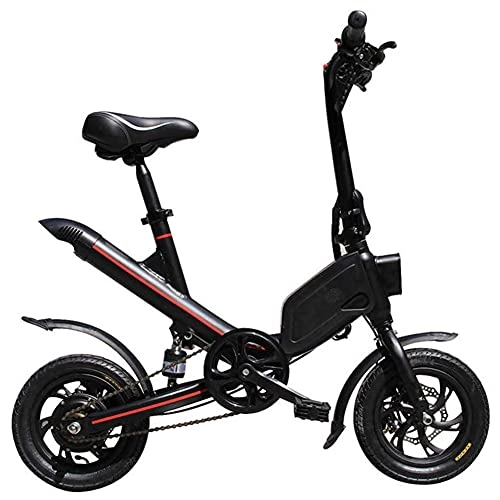 Electric Bike : J&LILI E-Bike Foldable Auxiliary Pedal Electric Bicycle 250W Engine with 36V6.6Ah Lithium Battery Electric Bicycle 12"14" Inches, Range Up To 30Km, Black, 14 inches