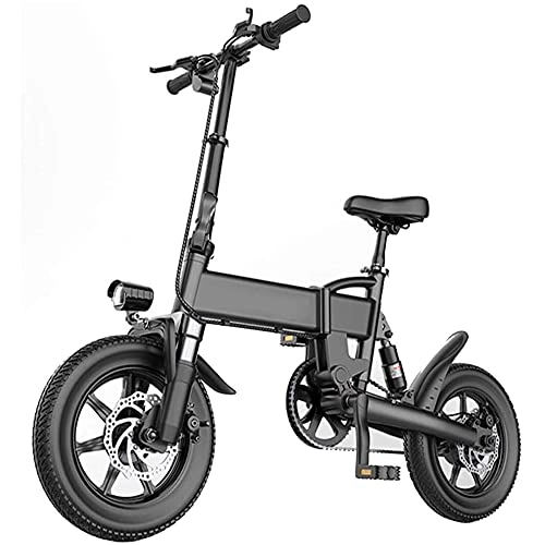 Electric Bike : J&LILI Electric Bicycle Foldable E-Bike, 14" / 16" Inch Electric Bicycle with 250W / 36V, 5.2Ah, 7.8Ah Lithium Battery, 25 Km / H Top Speed, Black, 14 inch / 7.8AH