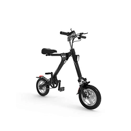 Electric Bike : J&Z 36V Mini Folding Electric Bicycle for Adult Lithium Battery 5 Control Car Two-Wheel Portable Travel Battery Car LED Lighting Can Withstand Weight 150KG, Black