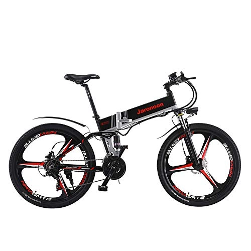 Electric Bike : JARONOON M80UP 21 Speed Folding Electric Bicycle, 26 Inch 350W Mountain Bike, 5 Level Pedal Assist, Hydraulic Disc Brakes (Black 12.8Ah)