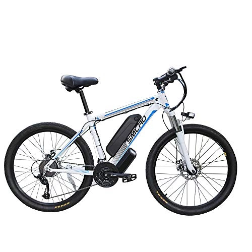 Electric Bike : JASSXIN Electric Mountain Bike (48V 350W), Electric Bike with Removable Battery 21 Speed Change Bike, Electric Bike 21 Speed Gear Three Working Modes, Blue