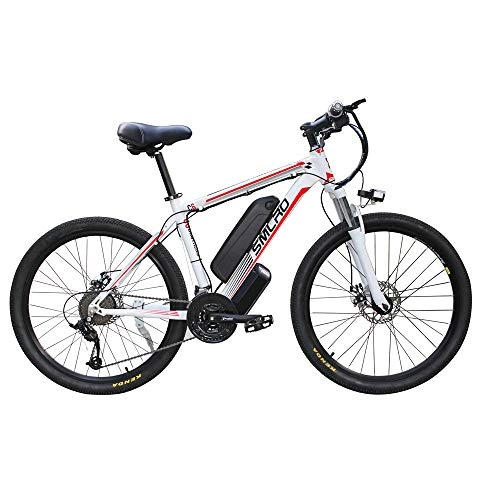 Electric Bike : JASSXIN Electric Mountain Bike (48V 350W), Electric Bike with Removable Battery 21 Speed Change Bike, Electric Bike 21 Speed Gear Three Working Modes, Red