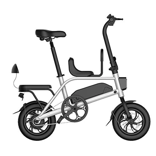 Electric Bike : JCASDR Electric Bike Folding E-bike for adults with Child Bike Seat, Mom's best gift(25km / h) Urban Commuter Folding E-bike, Pedal Assist Bicycle, White
