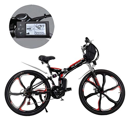 Electric Bike : JFSKD Electric Mountain Bikes, 24 / 26 Inch 21 Speed Removable Lithium Battery Mountain Electric Folding Bicycle with Hanging Bag Three Riding Modes Suitable for Men And Women, 8ah / 384Wh, 26 inch