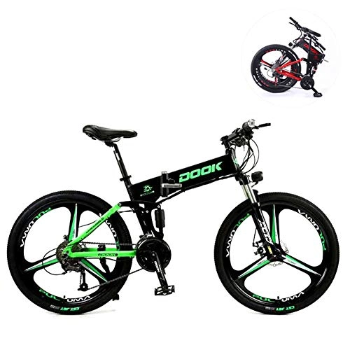 Electric Bike : JFSKD Electric Mountain Bikes, 26 Inch 27 Speed Folding Mountain Electric Lithium Battery Aluminum Alloy Light And Convenient To Drive Off-Road Vehicles Suitable for Men And Women, A
