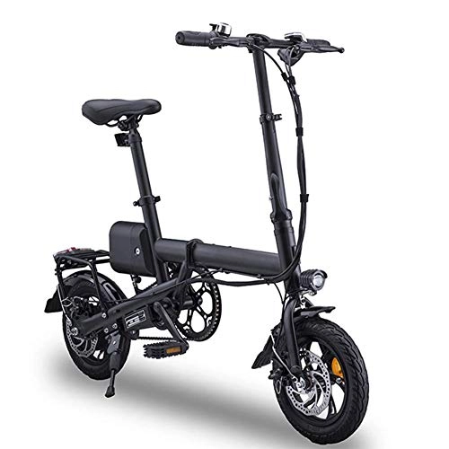 Electric Bike : JIEER 12" Folding Electric Bike Adults, Folding E-Bike Lightweight with 350W / 36V Battery Max Speed 25Km / H for Adults & Teenagers & Commuters Compete, Maximum Load Is 100Kg, Black
