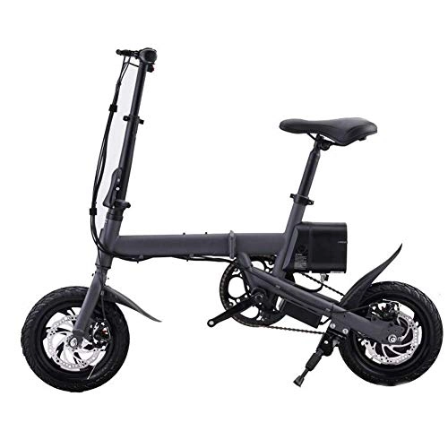 Electric Bike : JIEER 12 Inch Electric Bike 350W Folding Mountain Bike with 36V Lithium Battery And Disc Brake, Lightweight Foldable Compact Ebike for Commuting & Leisure (Black)