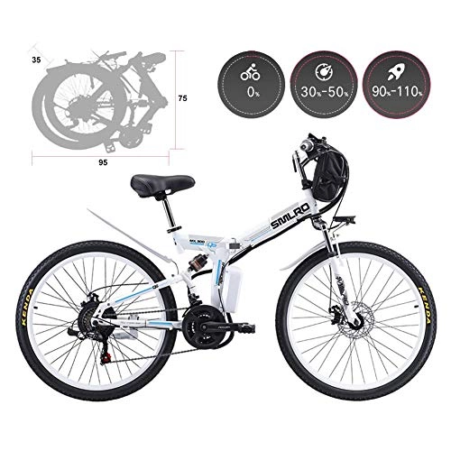 Electric Bike : JIEER 26'' Electric Mountain Bike Adult Folding Comfort Electric Bicycles 21 Speed Gear And Three Working Modes, Hybrid Recumbent / Road Bikes, Aluminium Alloy, Disc Brake-White