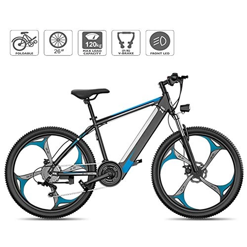 Electric Bike : JIEER 26'' Electric Mountain Bike Fat Tire E-Bike Sports Mountain Bikes Full Suspension with 27 Speed Gear And Three Working Modes, Disc Brakes, for Outdoor Cycling Travel Work Out-Blue