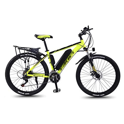 Electric Bike : JIEER 26'' Electric Mountain Bike for Adults, 30 Speed Gear MTB Ebikes And Three Working Modes, All Terrain Commute Fat Tire Ebike for Men Women Ladies-Yellow