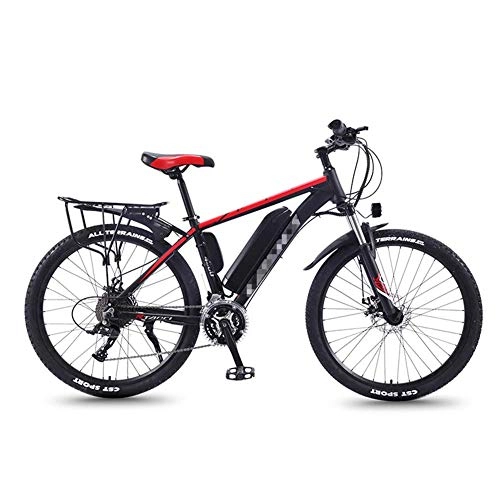 Electric Bike : JIEER 36V 350W Electric Mountain Bike 26Inch Fat Tire E-Bike Full Suspension 21 Speed Aluminum Alloy E-Bikes, Moped Electric Bicycle with 3 Riding Modes, for Outdoor Cycling Travel-Red