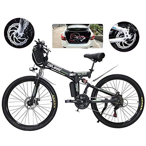 Electric Bike : JIEER E-Bike Folding Electric Mountain Bike, 500W Snow Bikes, 21 Speed 3 Mode LCD Display for Adult Full Suspension 26" Wheels Electric Bicycle for City Commuting Outdoor Cycling-Black
