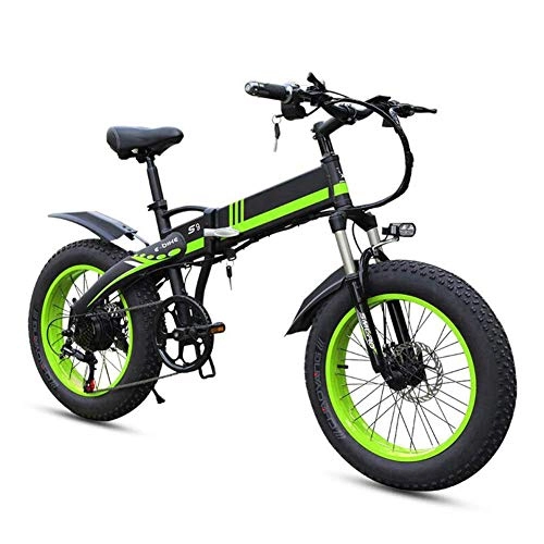 Electric Bike : JIEER Ebikes for Adults, Folding Electric Bike MTB Dirtbike, 20" 48V 10Ah 350W, Foldable Electric Bycicles Adjustable Lightweight Alloy Frame E-Bike for Sports Cycling Travel Commuting-Green