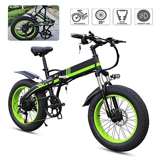 Electric Bike : JIEER Electric Bike Folding E-Bike Aluminum Electric Bicycle, 20" Electric Bicycle / Commute Ebike with 350W Motor, 7 Speed Transmission Gears, for Adults And Teens Or Sports Outdoor Cycling-Green