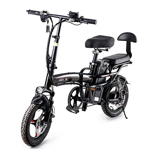 Electric Bike : JIEER Electric Folding Bike Fat Tire Smart City Mountain Bicycle Booster for Adults, 400W Aluminum Alloy Bicycle with 3 Riding Modes Adjustable Height Portable with LED Front Light Easy To Store