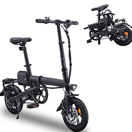 Electric Bike : JIEER Electric Folding Bike Lightweight Foldable Compact Ebike, 12 Inch Wheels, Pedal Assist Unisex Bicycle, Max Speed 25 Km / H, Portable Easy To Store in Caravan, Motor Home, Boat