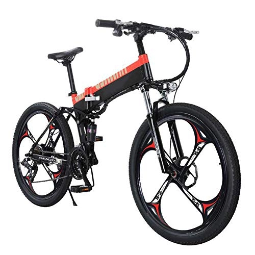 Electric Bike : JIEER Electric Mountain Bike Foldable Ebike Folding Lightweight Aluminum Alloy Electric Bicycle 400W 48V with LCD Screen, 27-Speed Mountain Cycling Bicycle, for Adults City Commuting