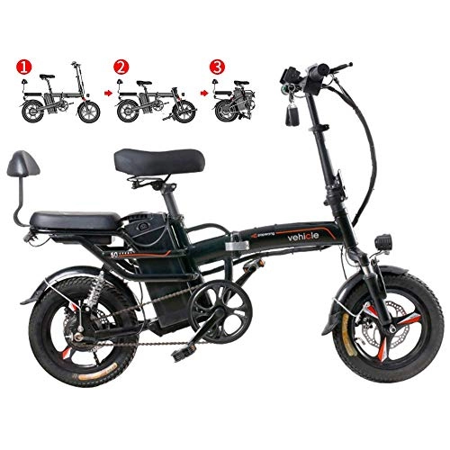 Electric Bike : JIEER Folding E-Bike 14'' Electric Bike 400W Aluminum City Mountain Bicycle Booster with LCD Screen, with Pedal for Adults And Teens Or Sports Outdoor Cycling Travel Commuting